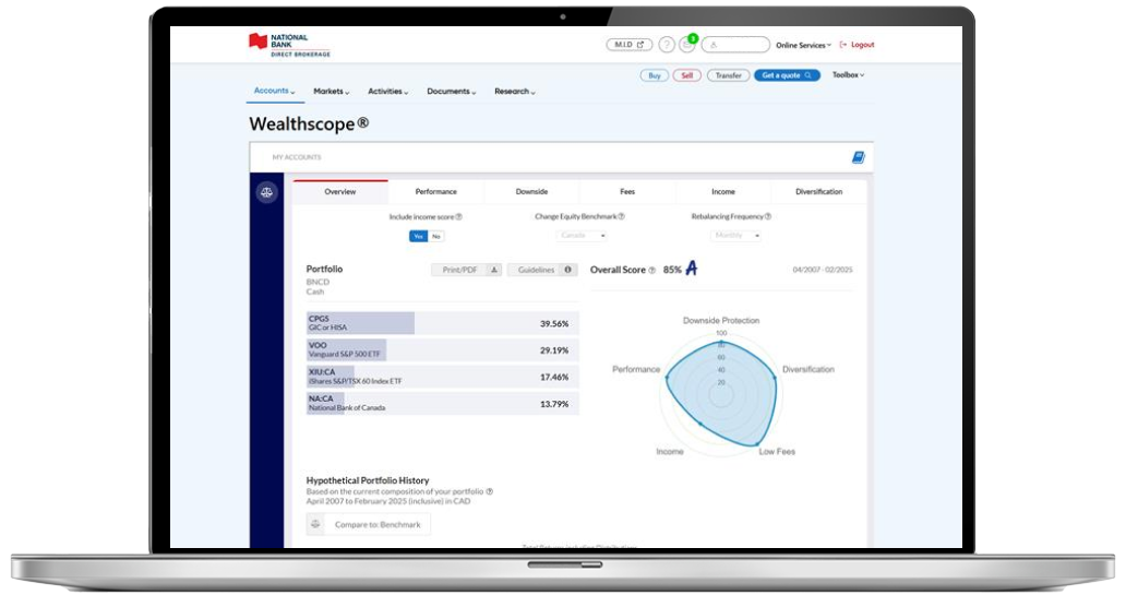 Photo of a screen displaying the Wealthscope tool