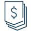Picto of three flags stacked on one another with a dollar sign on them